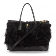 Chekiang Lamb  Fur Tote Bag with Leather
